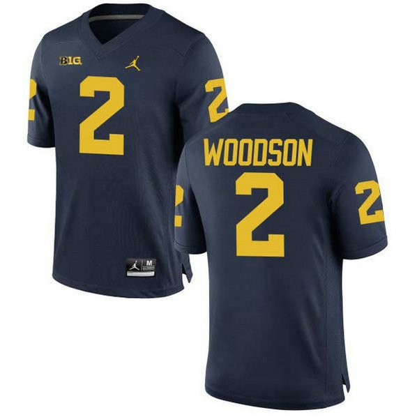 Mens Charles Woodson Michigan Wolverines #2 Game Navy College Football Jersey 102